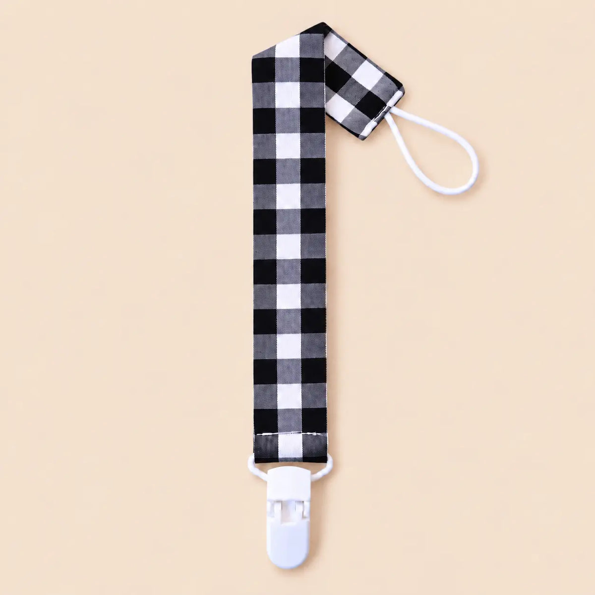 Chupetero de tela con pinza Vichy negro | BAPUM