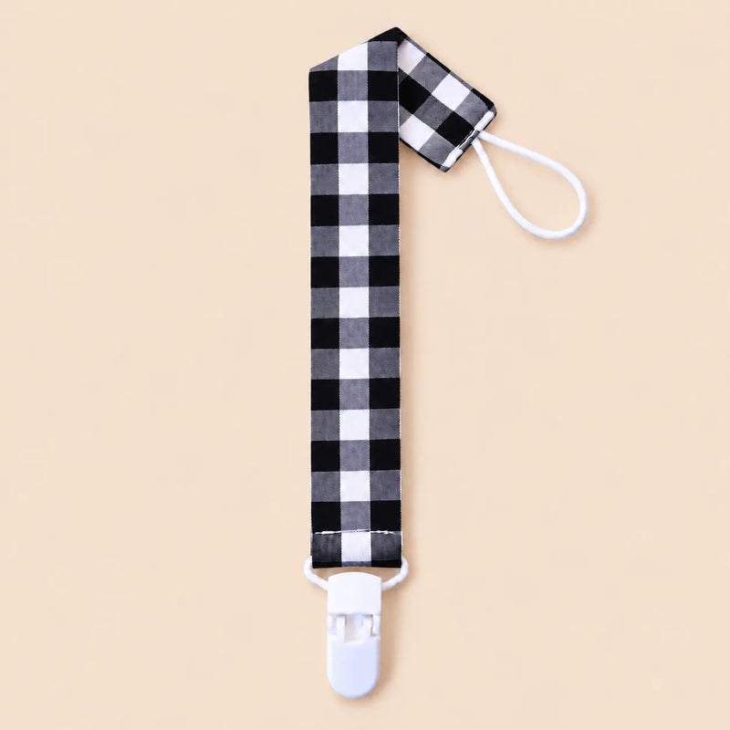 Chupetero de tela con pinza Vichy negro | BAPUM