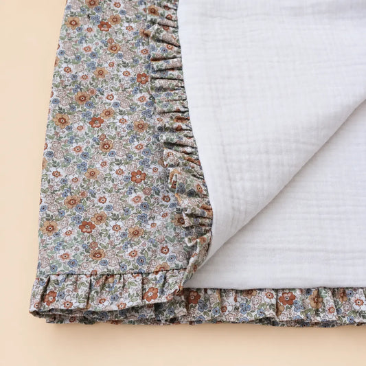 Colcha muselina con volante Volterra beige | BAPUM