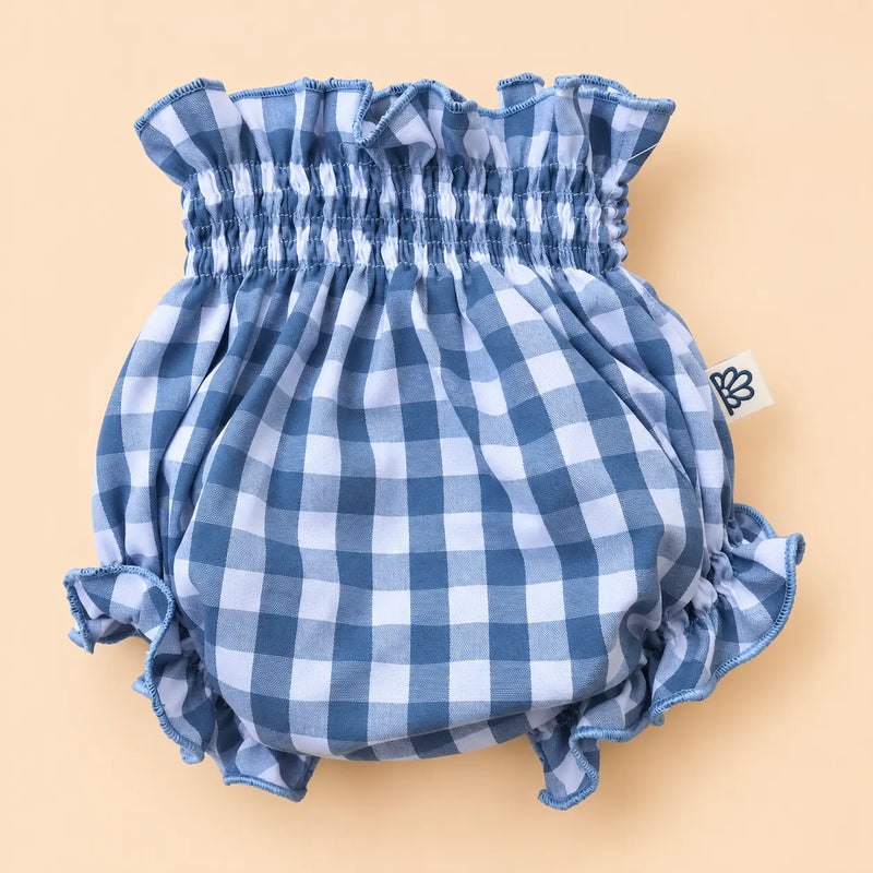Cubrepañal con repulgo Vichy azul | BAPUM