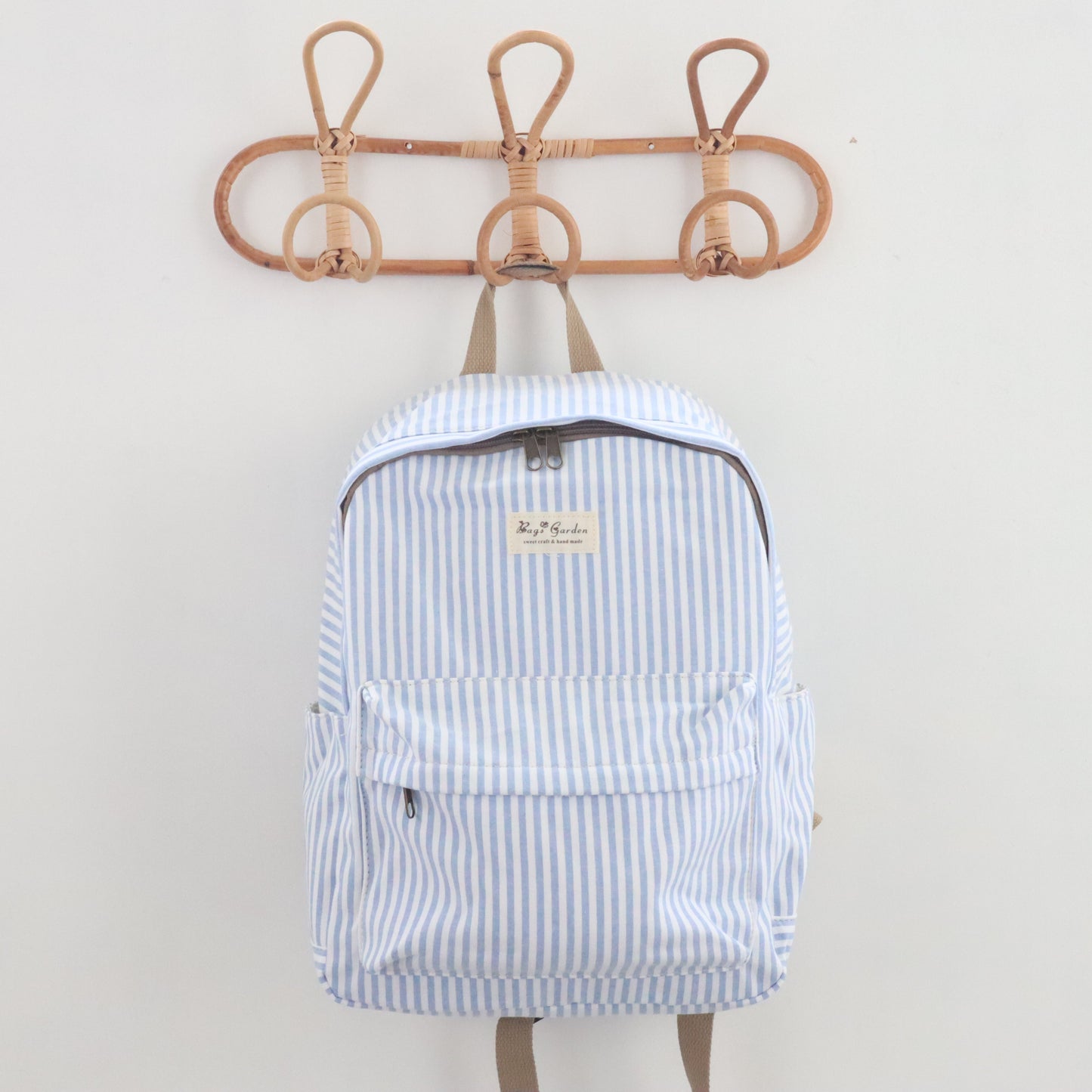 Bags Garden mochila Mochila maxi algodon Raya ancha Azulado Bags Garden Bags Garden