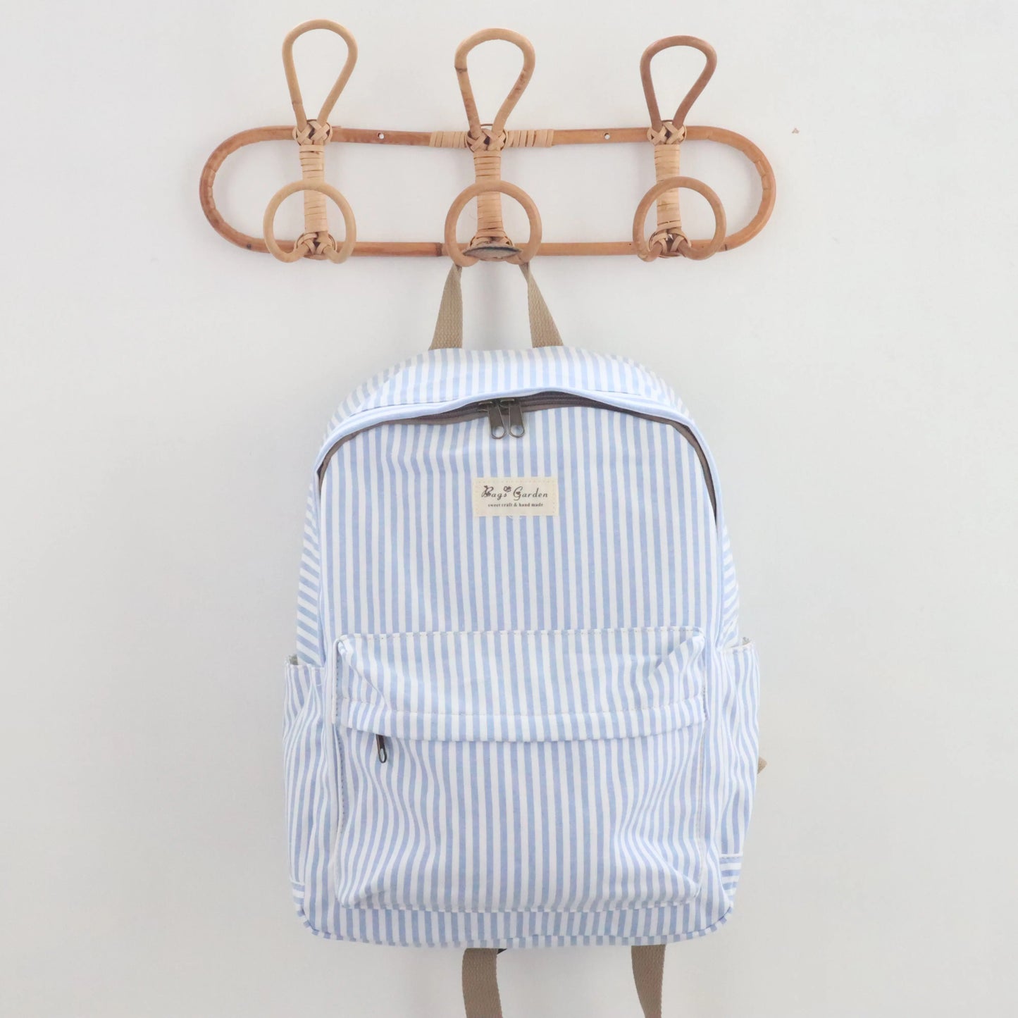 Bags Garden mochila Mochila maxi algodon Raya ancha Azulado Bags Garden Bags Garden