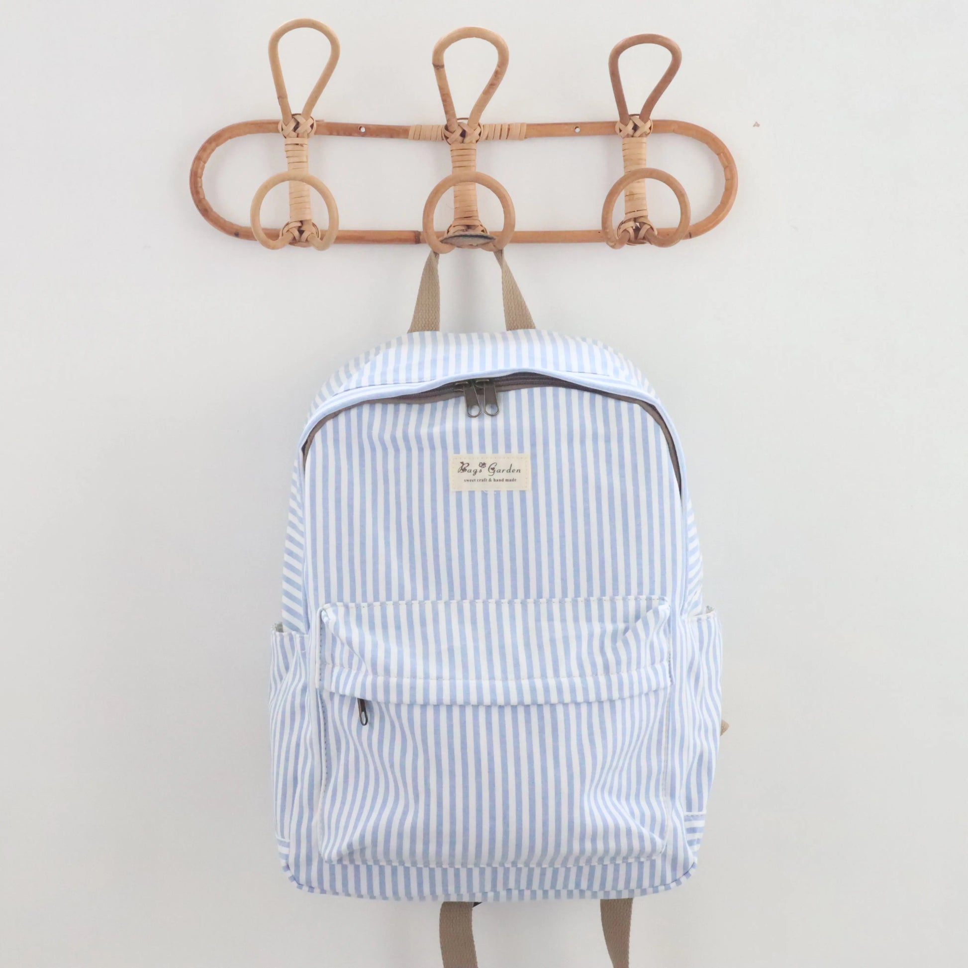 Bags Garden mochila Mochila maxi algodon Raya ancha Azulado Bags Garden Bags Garden