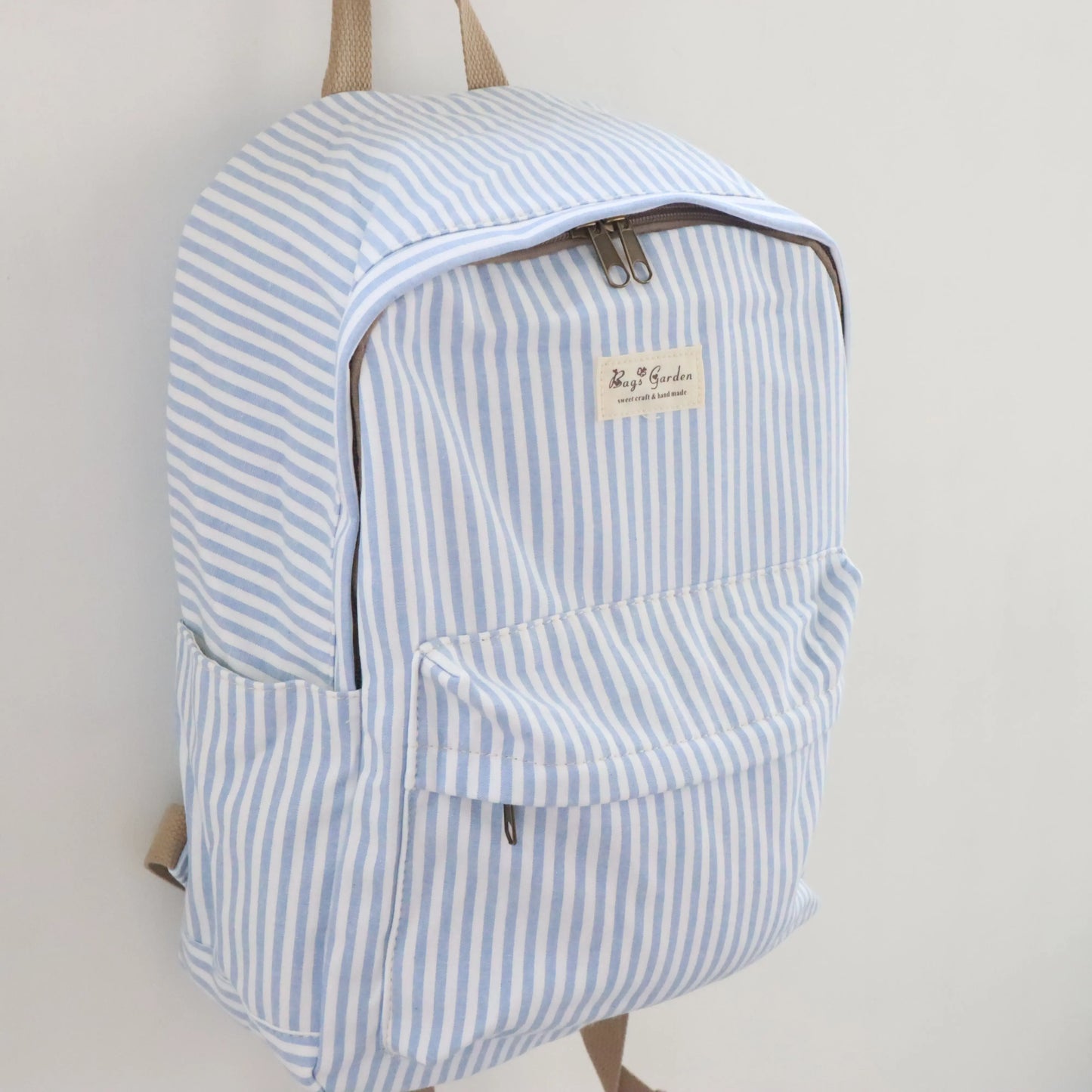 Bags Garden mochila Mochila maxi algodon Raya ancha Azulado Bags Garden Bags Garden