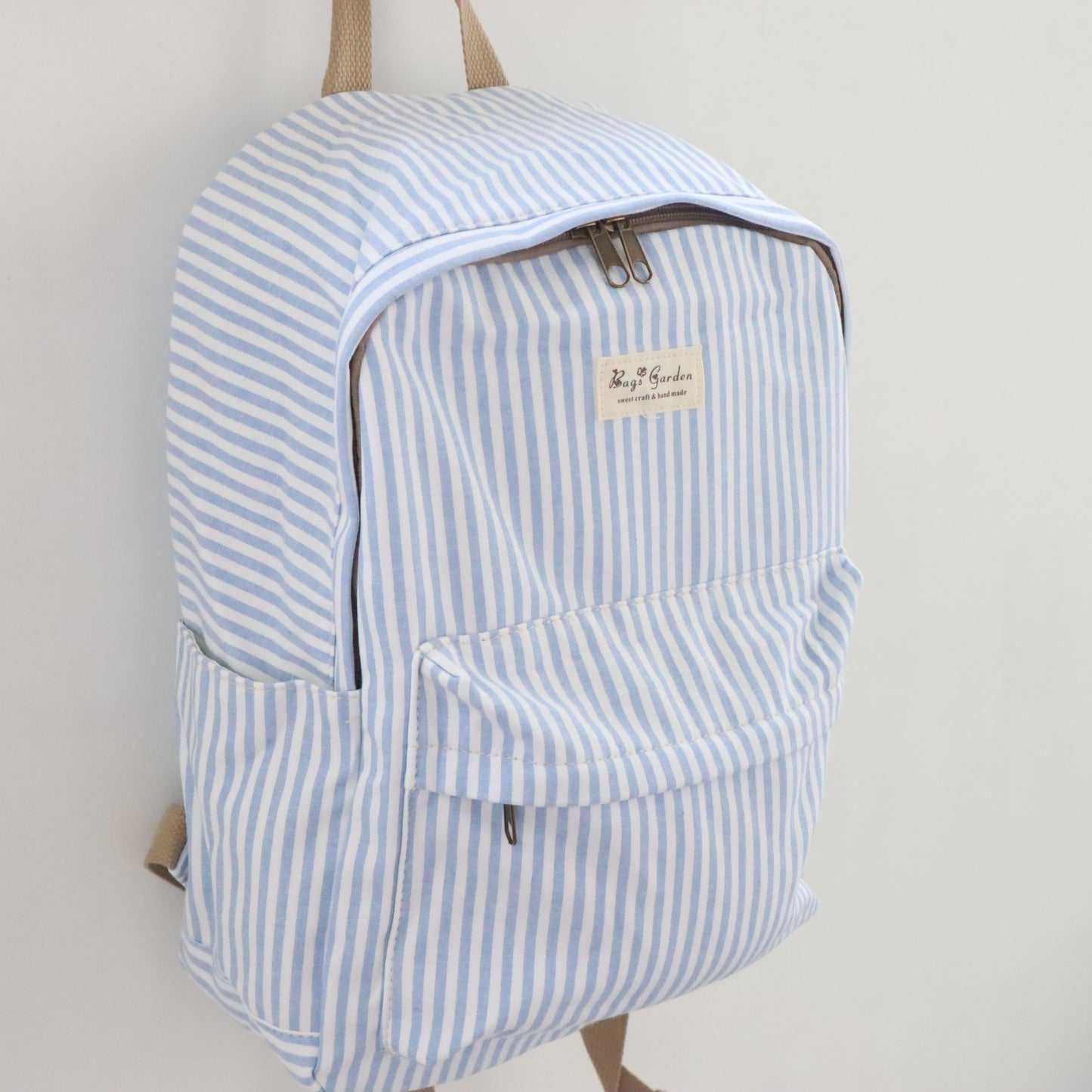 Bags Garden mochila Mochila maxi algodon Raya ancha Azulado Bags Garden Bags Garden