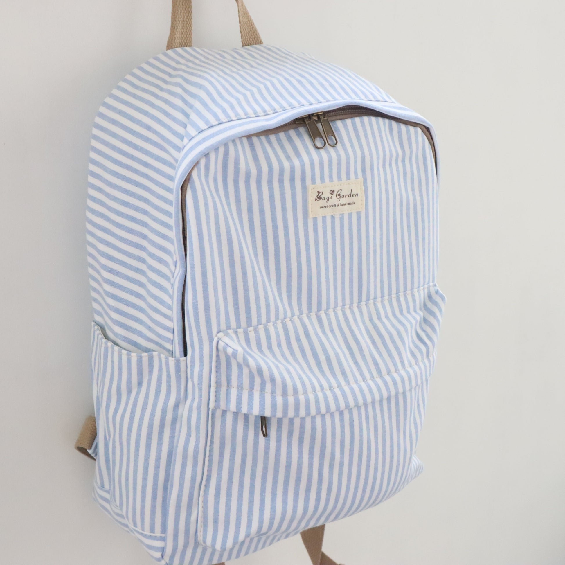 Bags Garden mochila Mochila maxi algodon Raya ancha Azulado Bags Garden Bags Garden