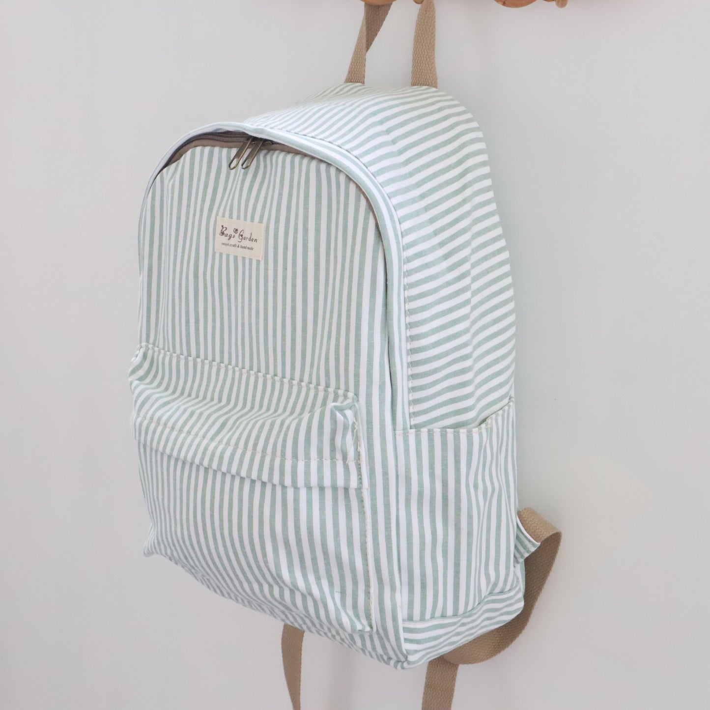 Bags Garden mochila Mochila maxi algodon Raya ancha Mint Bags Garden Bags Garden