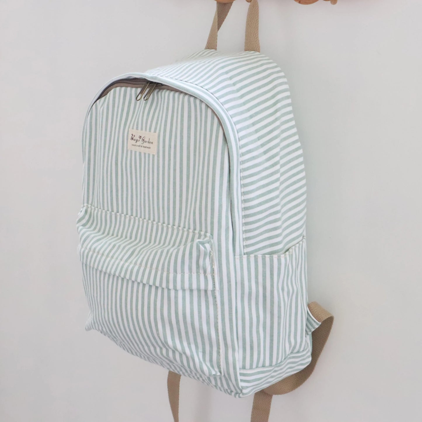 Bags Garden mochila Mochila maxi algodon Raya ancha Mint Bags Garden Bags Garden