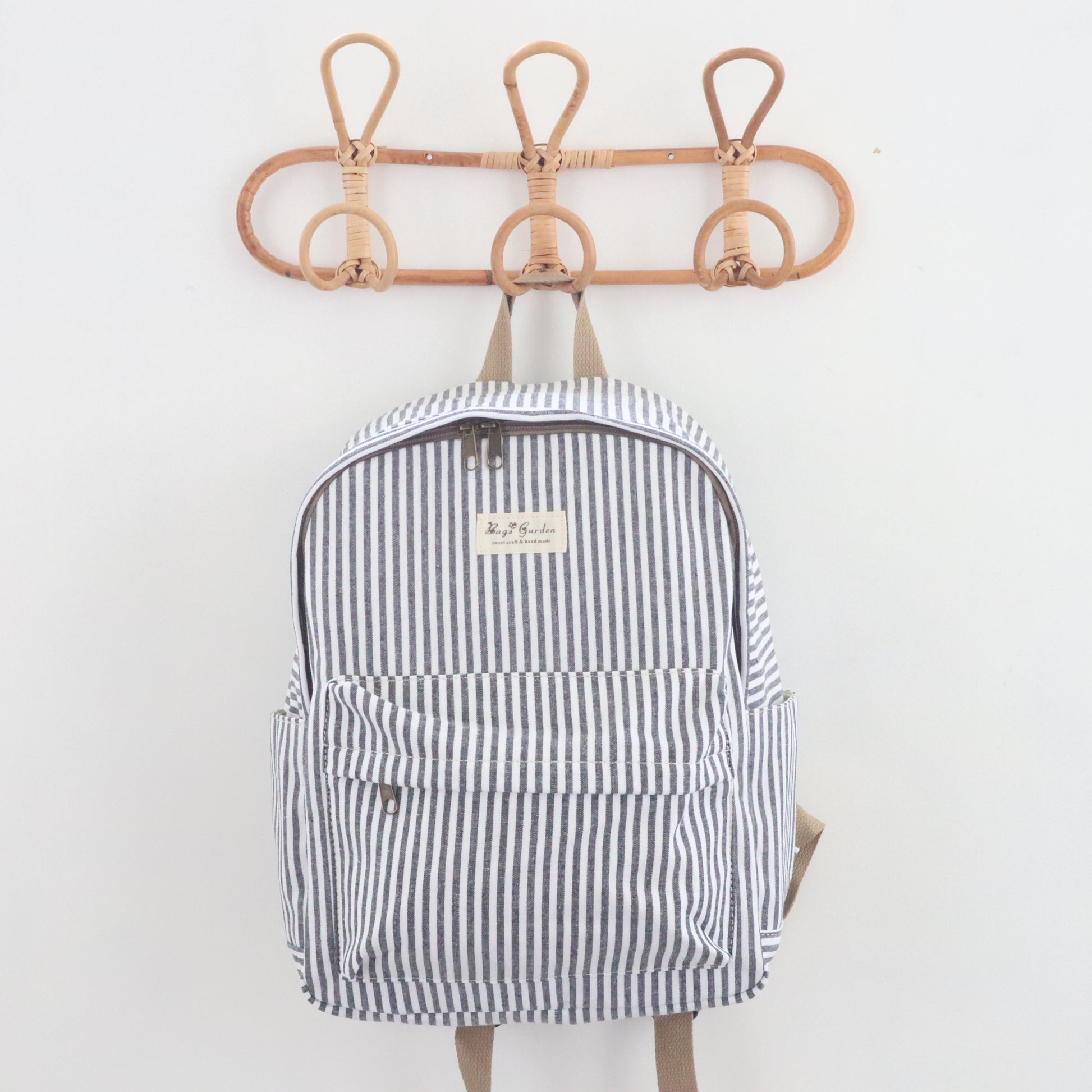 Bags Garden mochila Mochila maxi algodon Raya ancha Negro Bags Garden Bags Garden