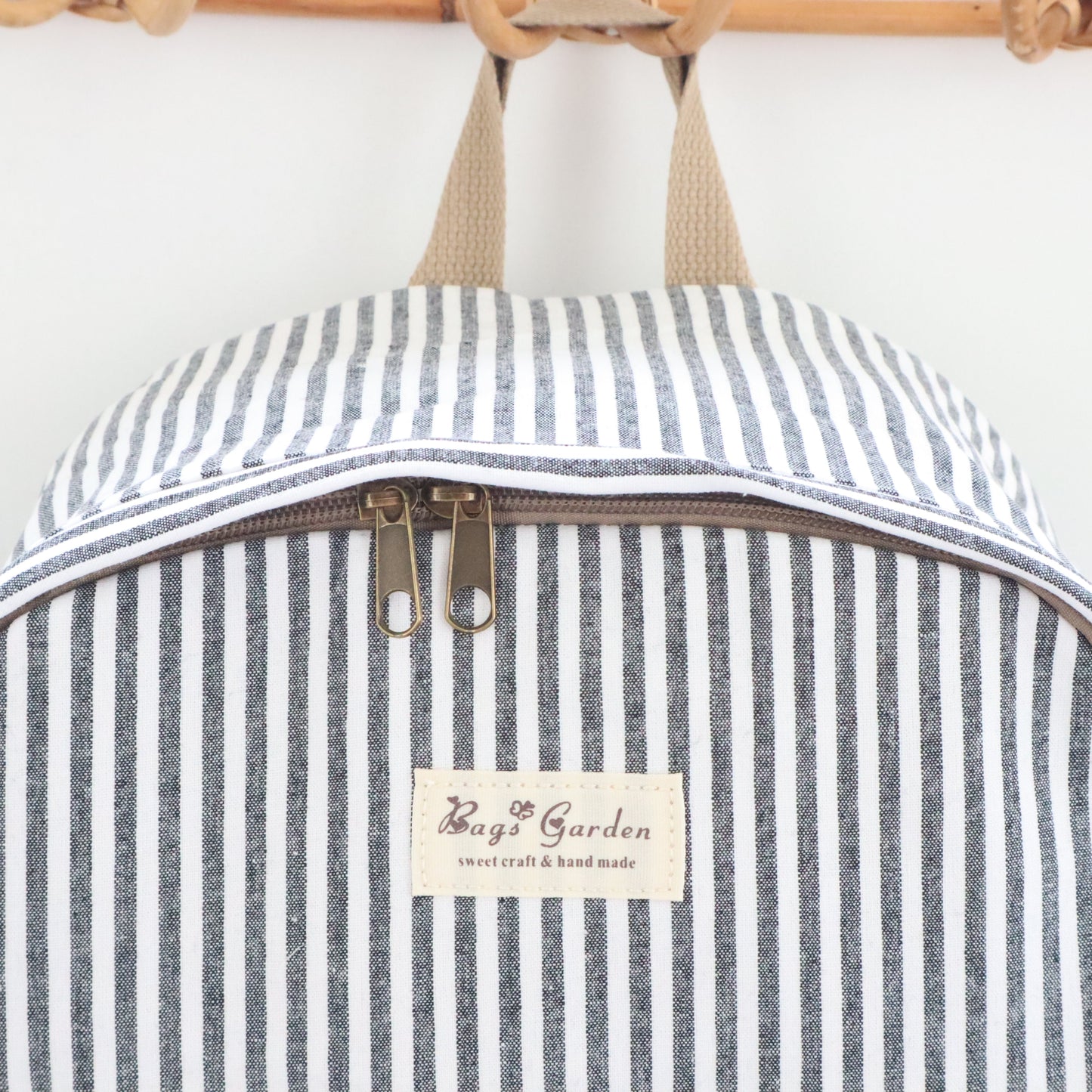 Bags Garden mochila Mochila maxi algodon Raya ancha Negro Bags Garden Bags Garden