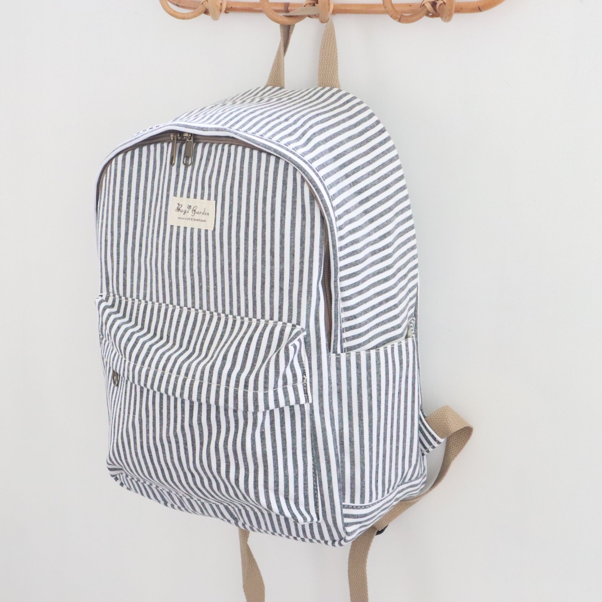 Bags Garden mochila Mochila maxi algodon Raya ancha Negro Bags Garden Bags Garden