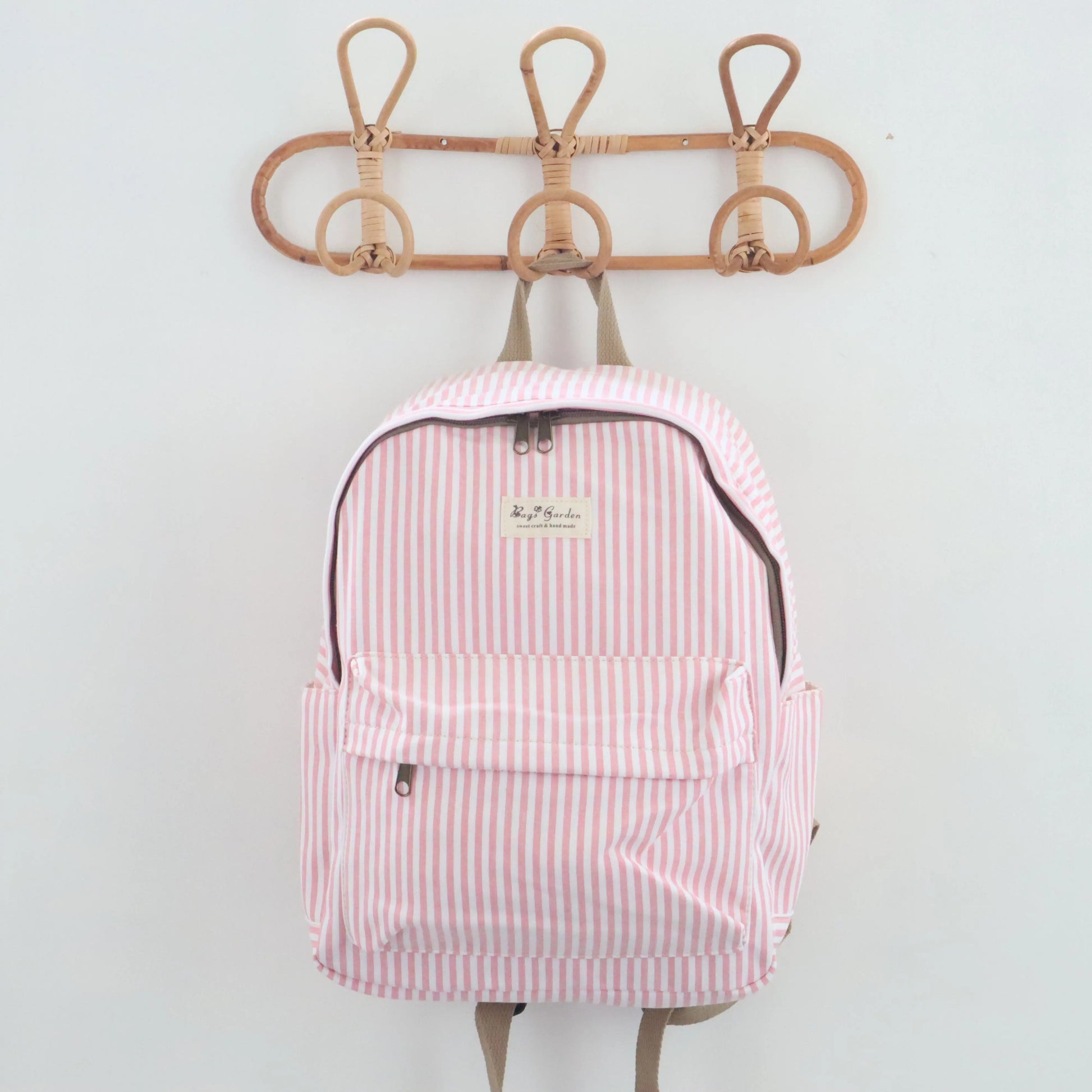 Bags Garden mochila Mochila maxi algodon Raya ancha Rosa Bags Garden Bags Garden