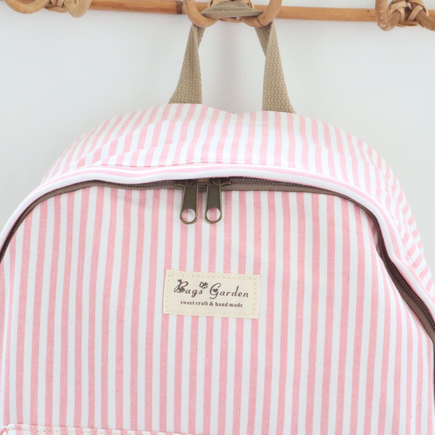 Bags Garden mochila Mochila maxi algodon Raya ancha Rosa Bags Garden Bags Garden