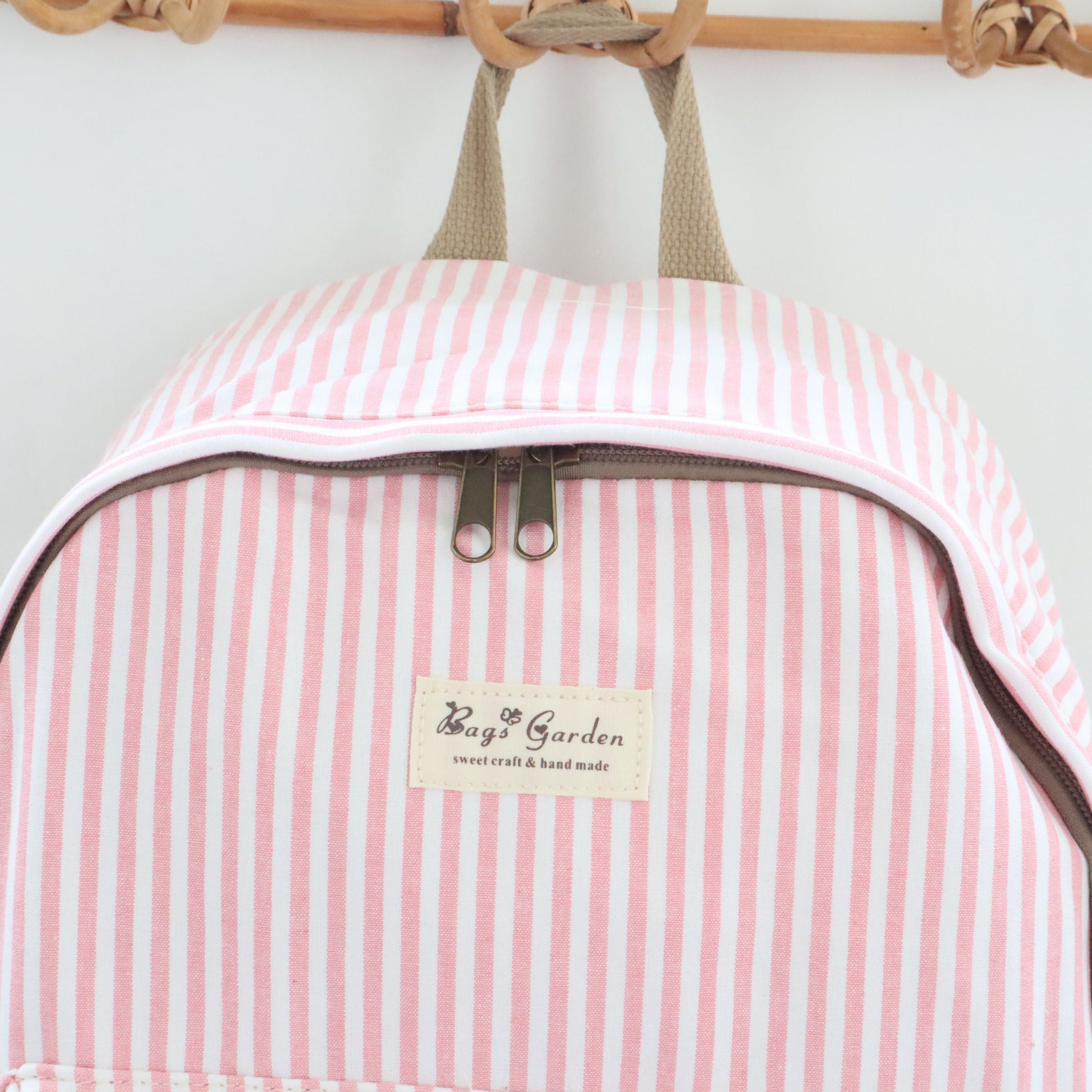 Bags Garden mochila Mochila maxi algodon Raya ancha Rosa Bags Garden Bags Garden