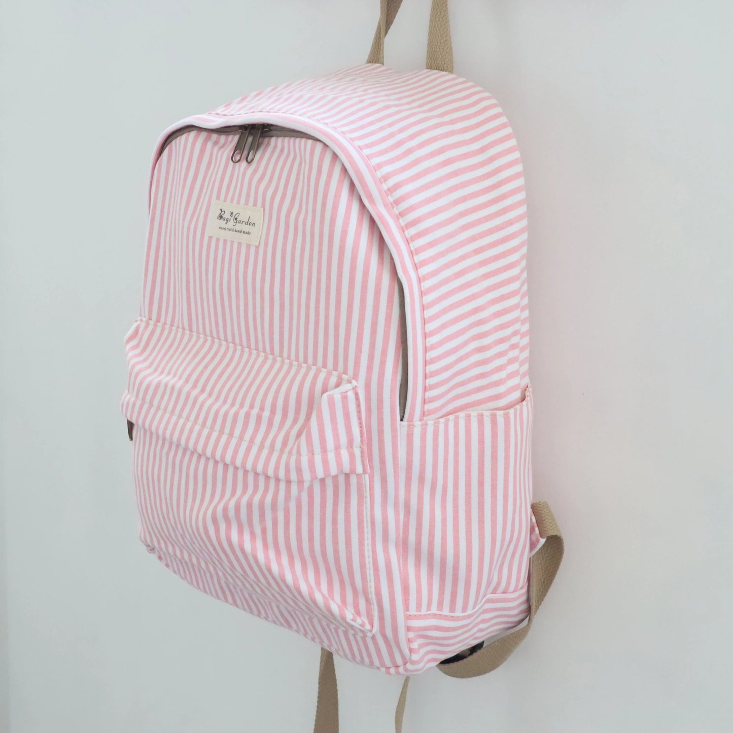 Bags Garden mochila Mochila maxi algodon Raya ancha Rosa Bags Garden Bags Garden