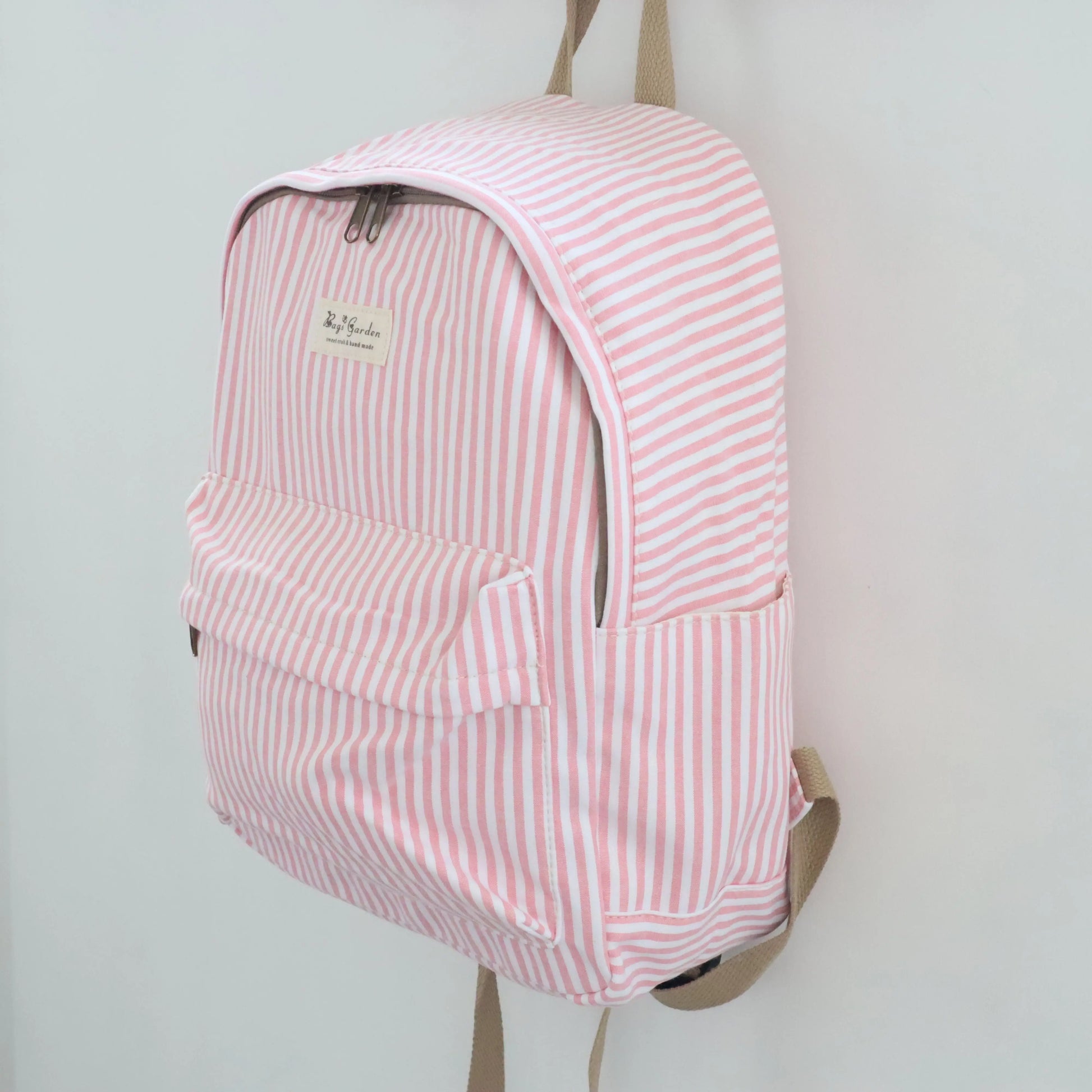 Bags Garden mochila Mochila maxi algodon Raya ancha Rosa Bags Garden Bags Garden
