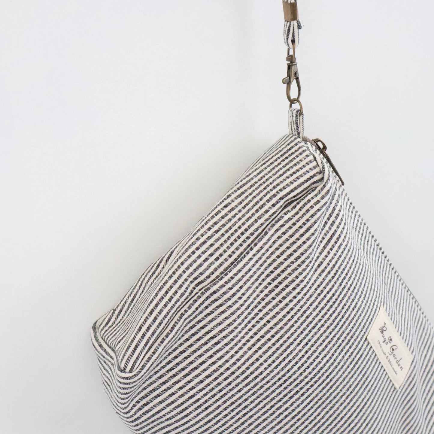 Bags Garden bolso de mano Neceser de algodón Rayas Negro Bags Garden Bags Garden