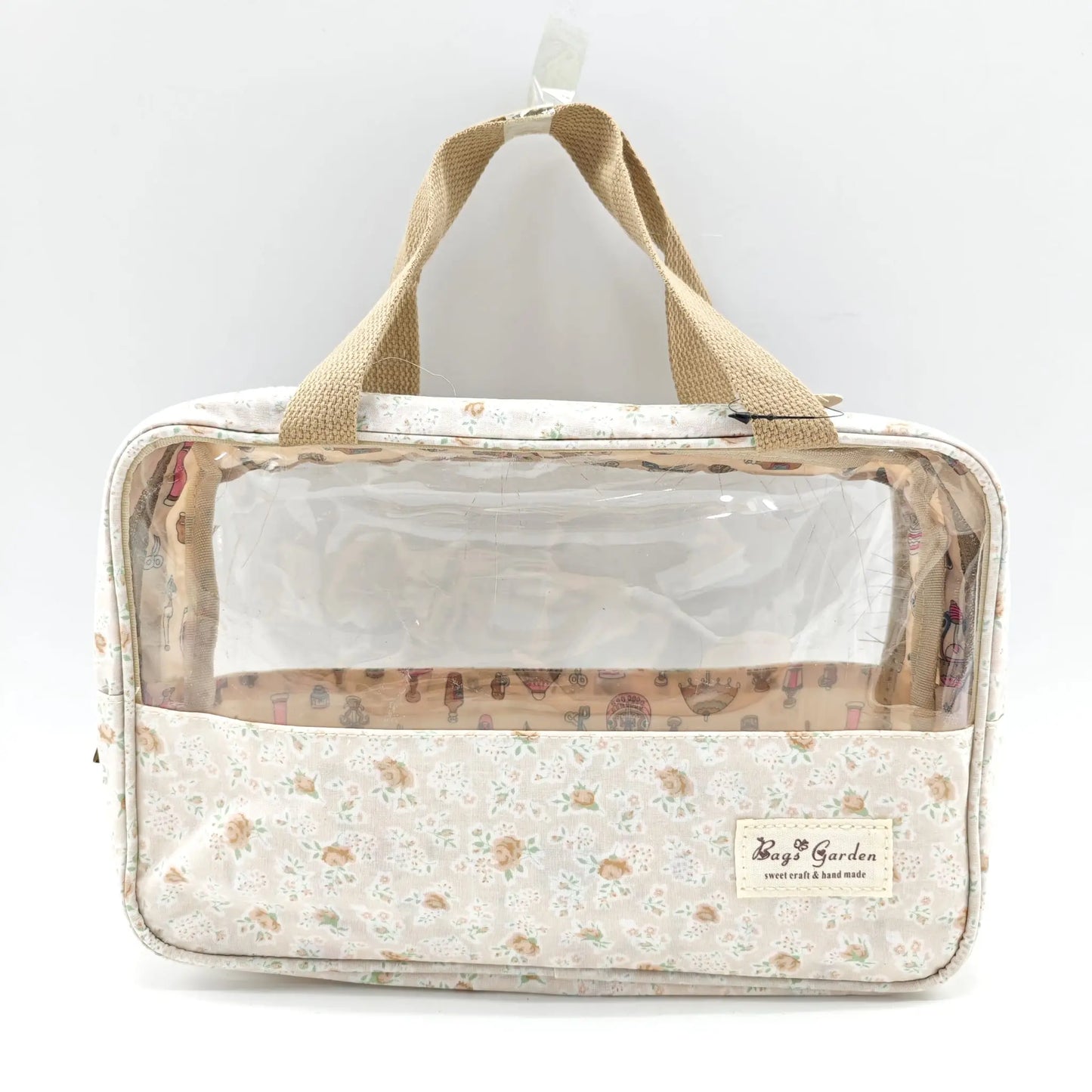 Bags Garden bolso de mano Neceser maquillaje impermeable con doble compartimento Avellana Bags Garden Bags Garden