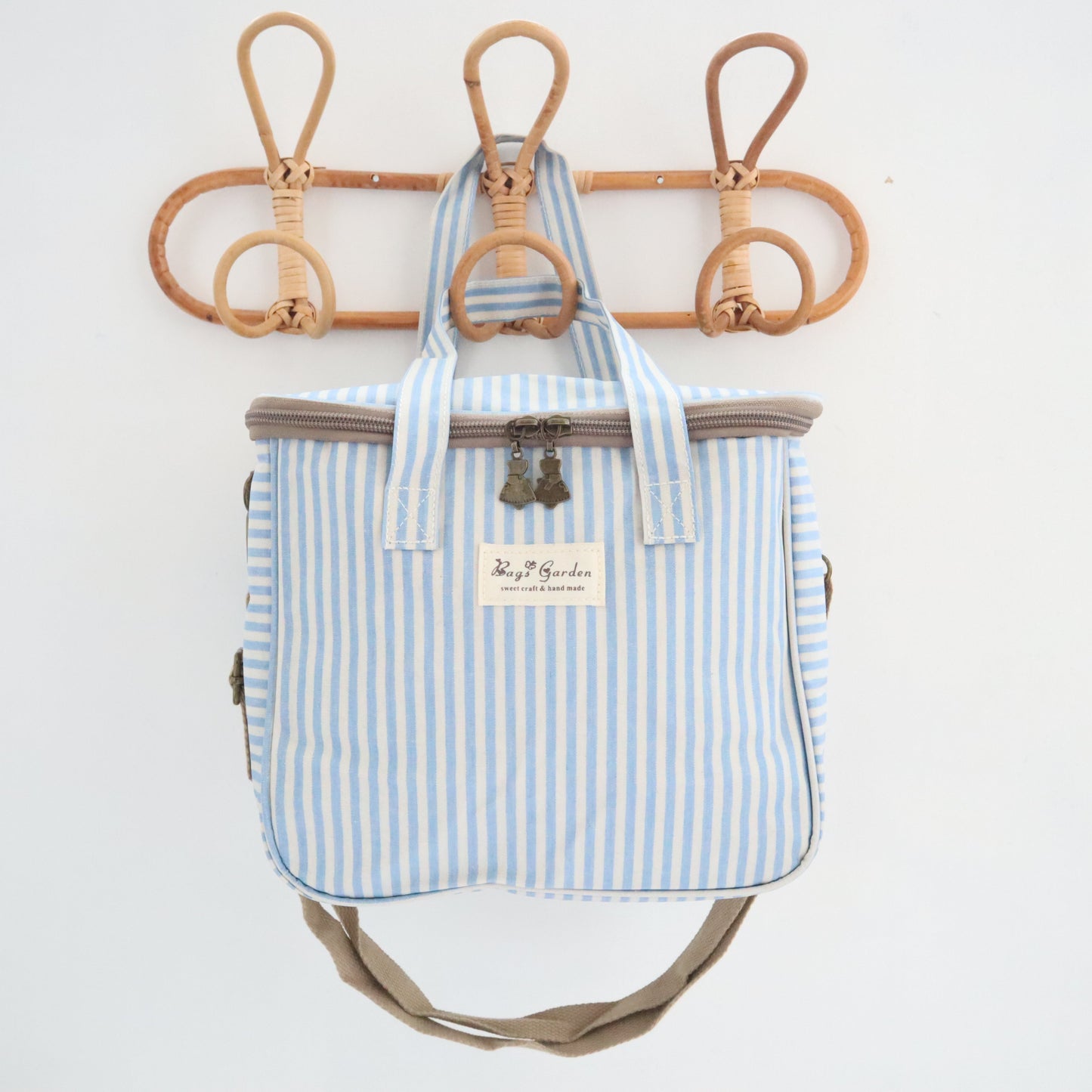 Bags Garden bolso de mano Nevera impermeable Bags Garden cuadrada Rayas Azul Bags Garden