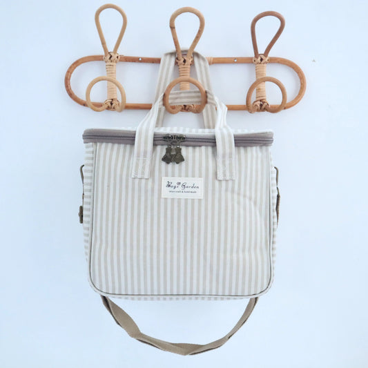 Bags Garden bolso de mano Nevera impermeable Bags Garden cuadrada Rayas Beige Bags Garden