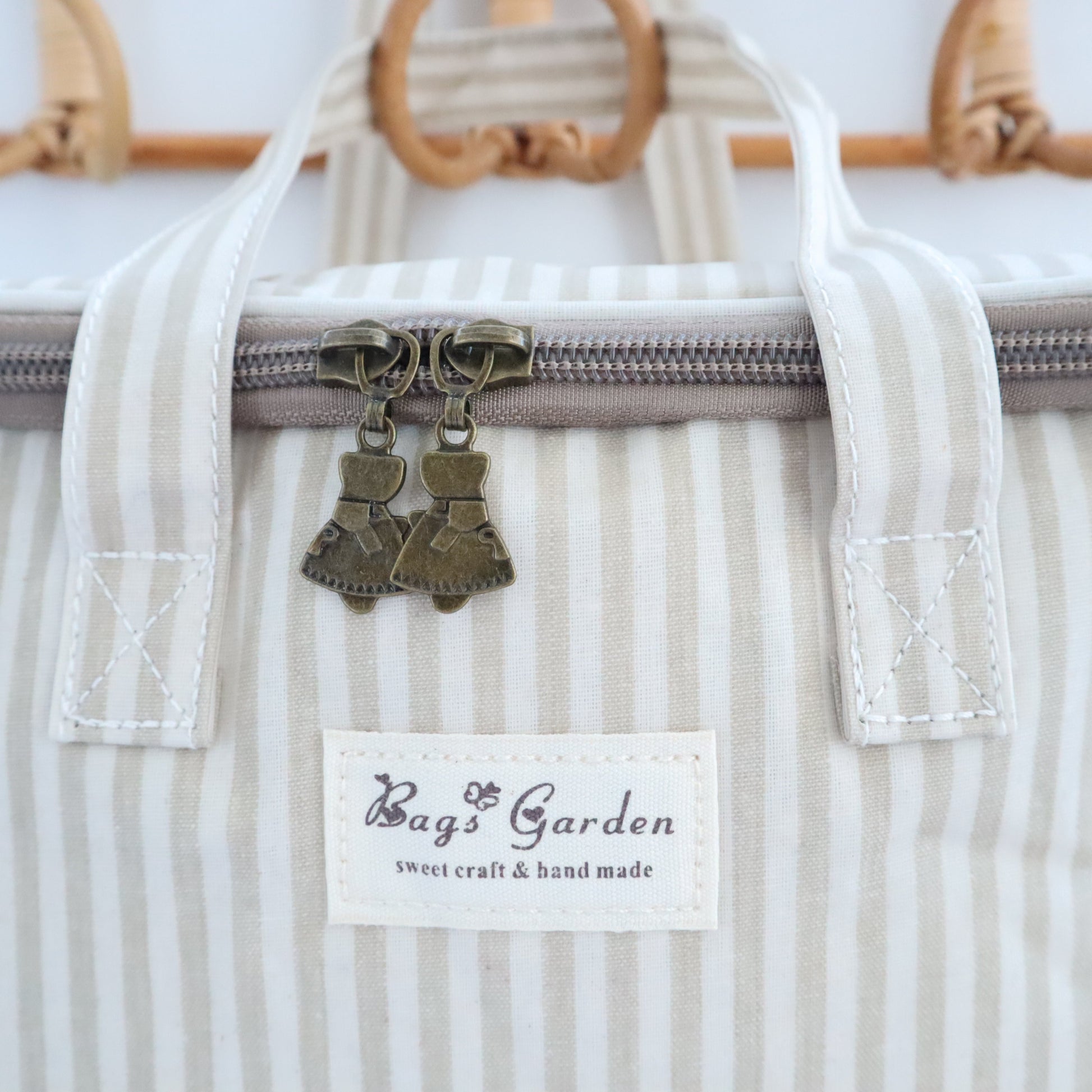 Bags Garden bolso de mano Nevera impermeable Bags Garden cuadrada Rayas Beige Bags Garden