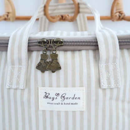 Bags Garden bolso de mano Nevera impermeable Bags Garden cuadrada Rayas Beige Bags Garden