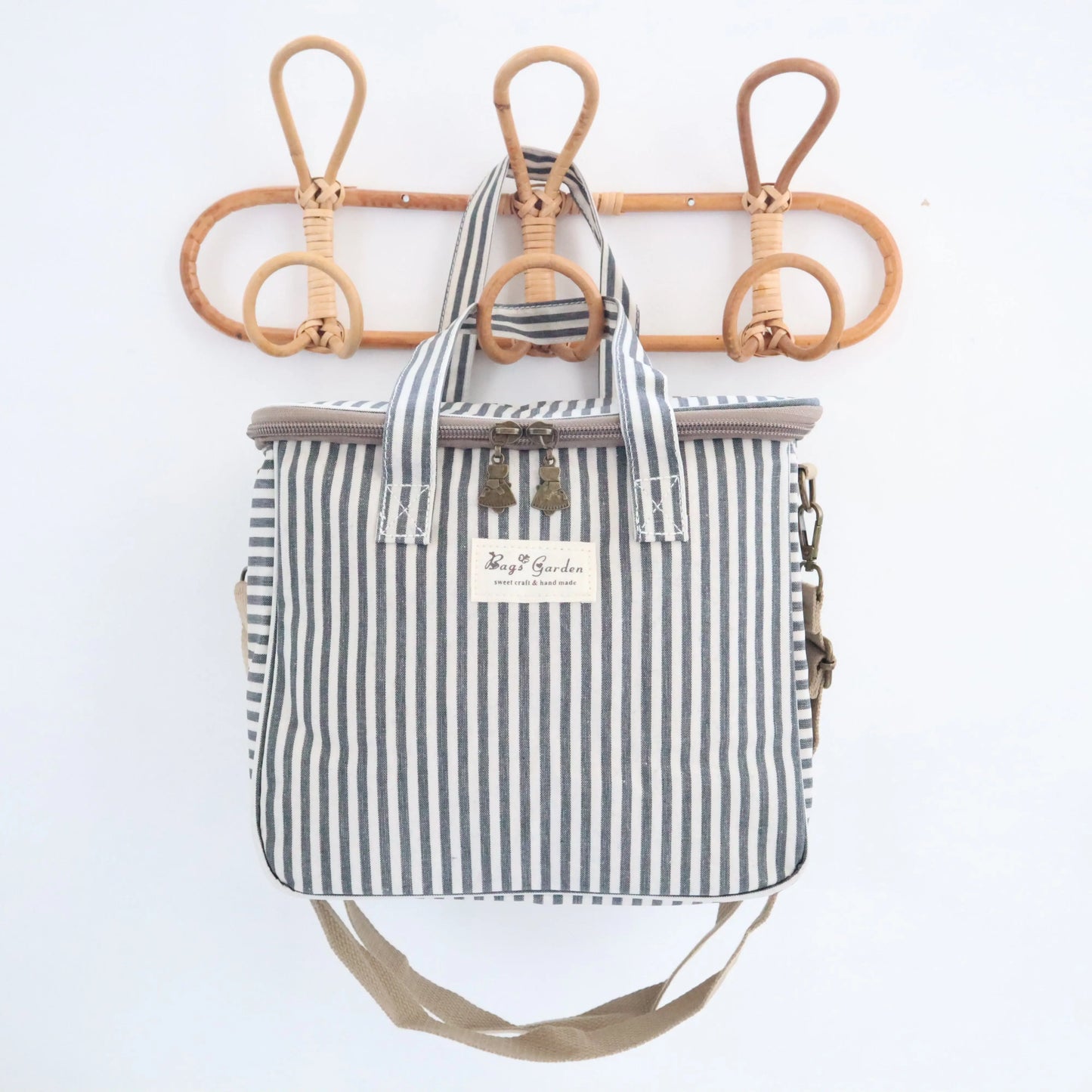Bags Garden bolso de mano Nevera impermeable Bags Garden cuadrada Rayas Negro Bags Garden