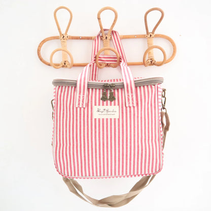 Bags Garden bolso de mano Nevera impermeable Bags Garden cuadrada Rayas Rojo Burdeos Bags Garden