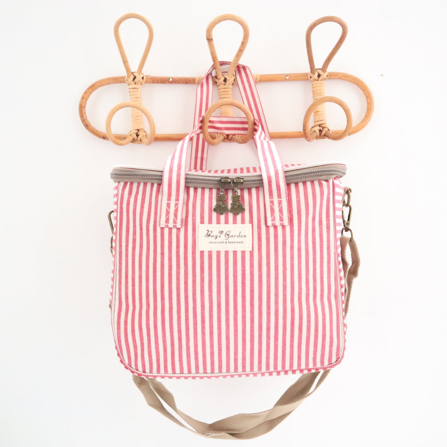 Bags Garden bolso de mano Nevera impermeable Bags Garden cuadrada Rayas Rojo Burdeos Bags Garden