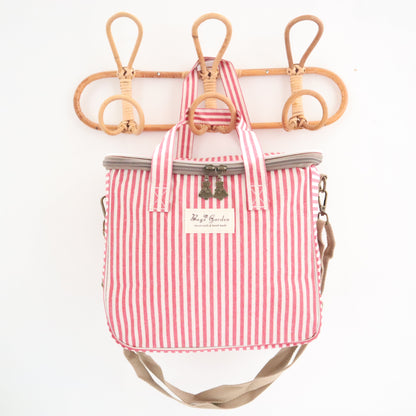 Bags Garden bolso de mano Nevera impermeable Bags Garden cuadrada Rayas Rojo Burdeos Bags Garden