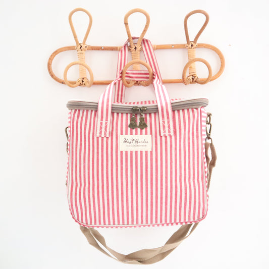 Bags Garden bolso de mano Nevera impermeable Bags Garden cuadrada Rayas Rojo Burdeos Bags Garden