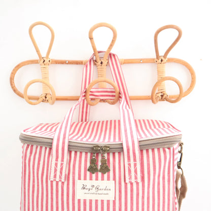 Bags Garden bolso de mano Nevera impermeable Bags Garden cuadrada Rayas Rojo Burdeos Bags Garden