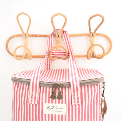 Bags Garden bolso de mano Nevera impermeable Bags Garden cuadrada Rayas Rojo Burdeos Bags Garden