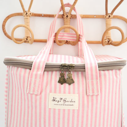 Bags Garden bolso de mano Nevera impermeable Bags Garden cuadrada Rayas Rosa Bags Garden
