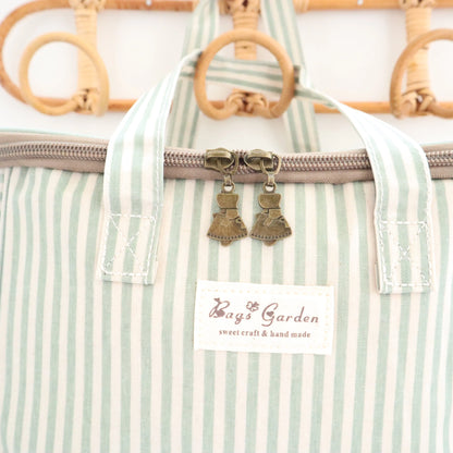 Bags Garden bolso de mano Nevera impermeable Bags Garden cuadrada Rayas Verde Mint Bags Garden