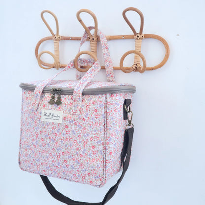 Nevera impermeable cuadrada Bags Garden – Diseño Flores Frambuesa - Bags Garden