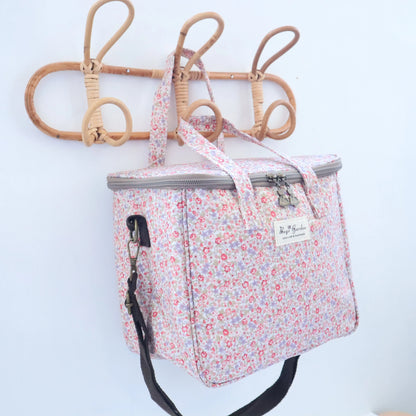 Nevera impermeable cuadrada Bags Garden – Diseño Flores Frambuesa - Bags Garden