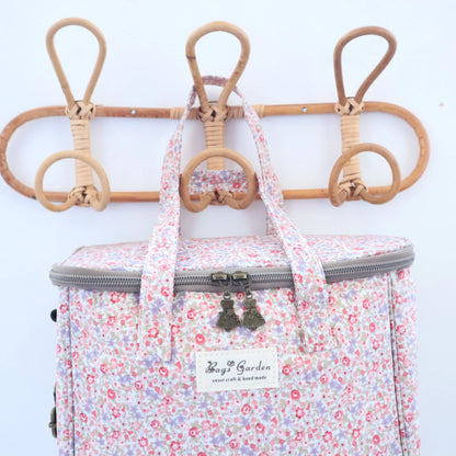 Nevera impermeable cuadrada Bags Garden – Diseño Flores Frambuesa - Bags Garden