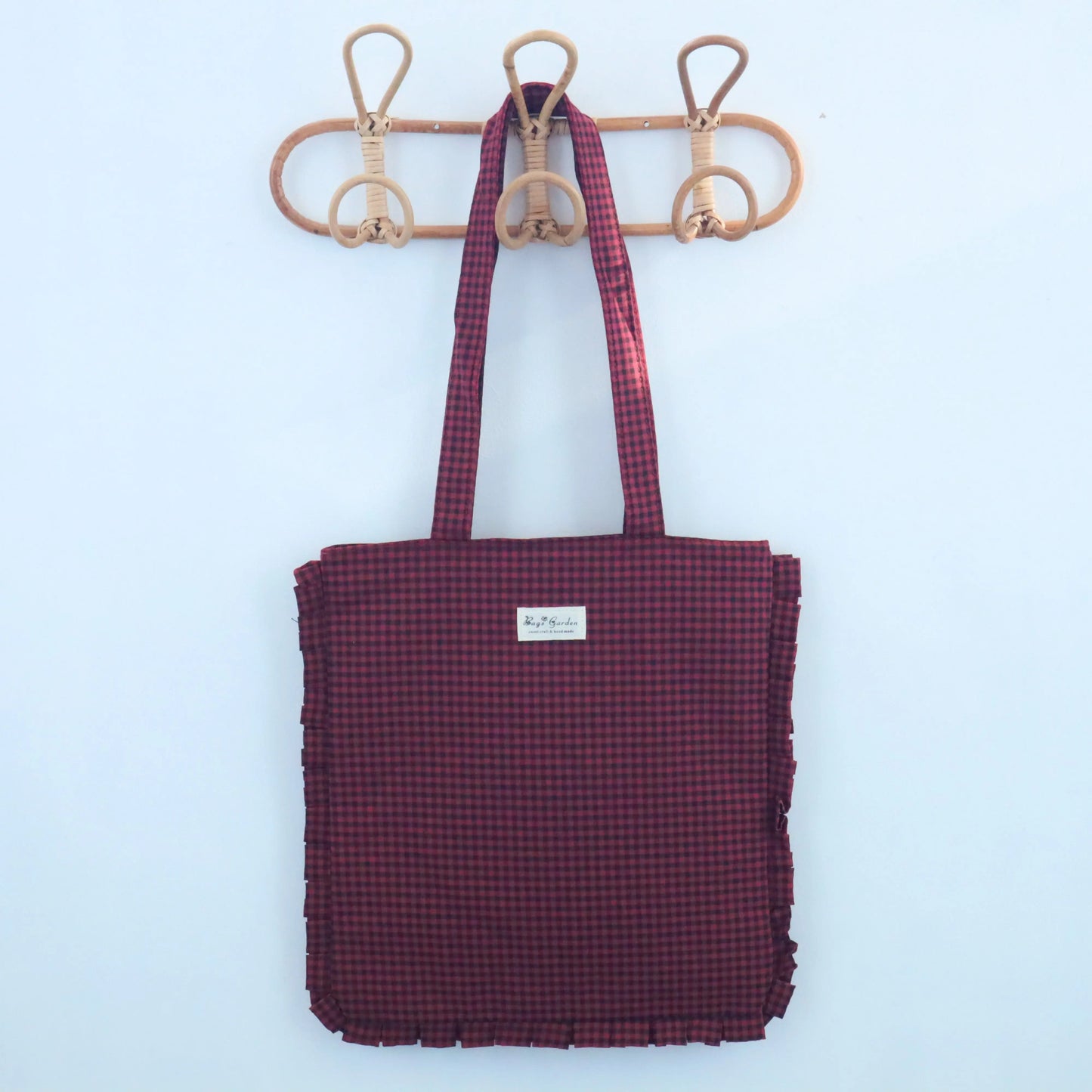 Tote bag de algodon Vichy Bicolor Burdeos Bags Garden