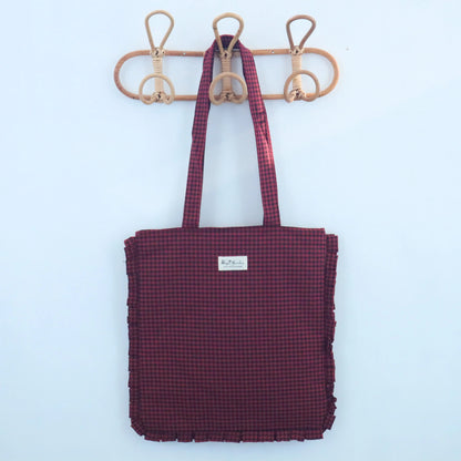 Tote bag de algodon Vichy Bicolor Burdeos Bags Garden