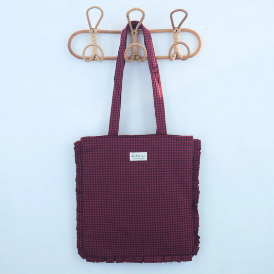 Tote bag de algodon Vichy Bicolor Burdeos Bags Garden