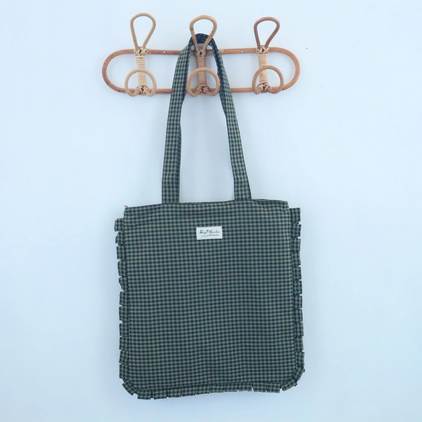 Tote bag de algodon Vichy bicolor Caza Bags Garden