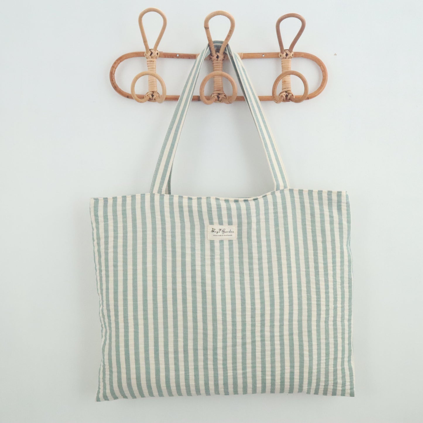 Bags Garden tote bag Tote bag shopper de algodon Rayas Seercucker Mint Bags Garden Bags Garden