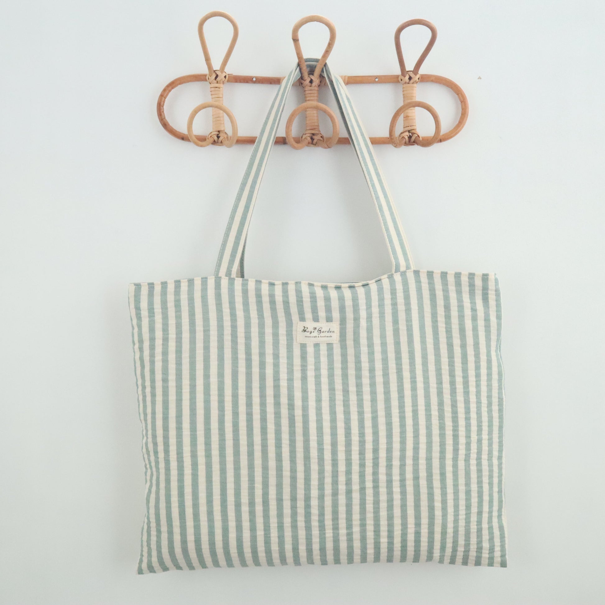Bags Garden tote bag Tote bag shopper de algodon Rayas Seercucker Mint Bags Garden Bags Garden