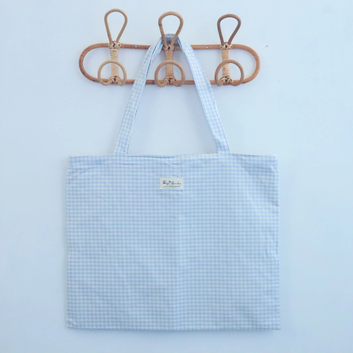 Tote bag shopper de algodon Vichy Celeste Bags Garden