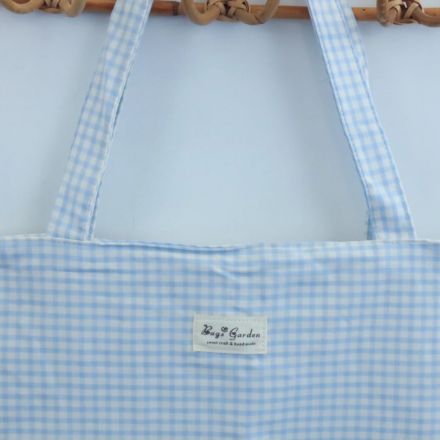 Tote bag shopper de algodon Vichy Celeste Bags Garden