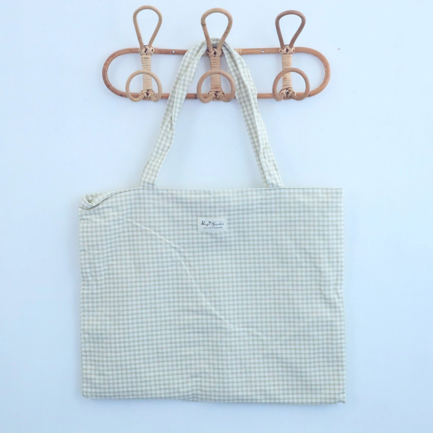 Tote bag shopper de algodon Vichy Pistacho Bags Garden