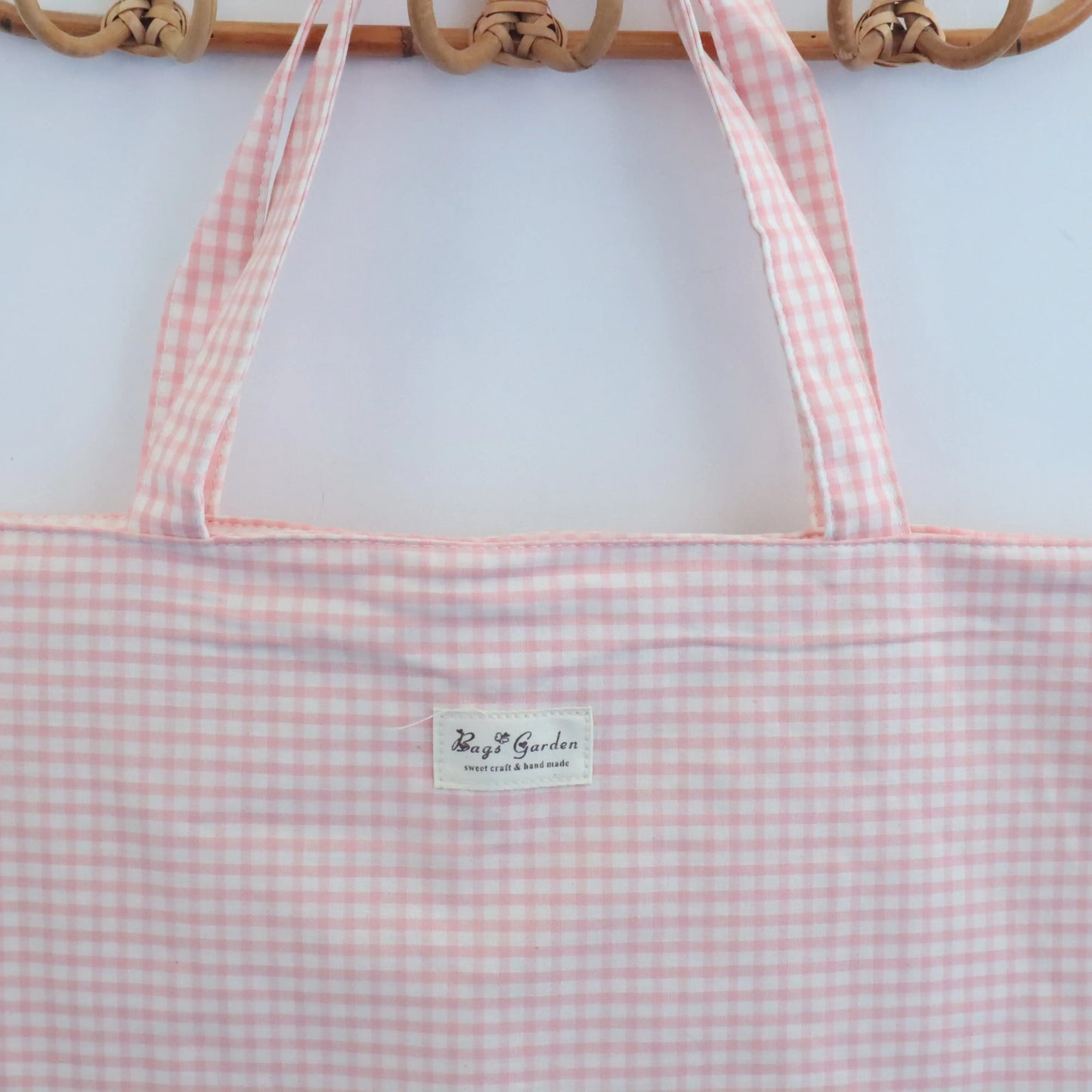Tote bag shopper de algodon Vichy Salmón Bags Garden