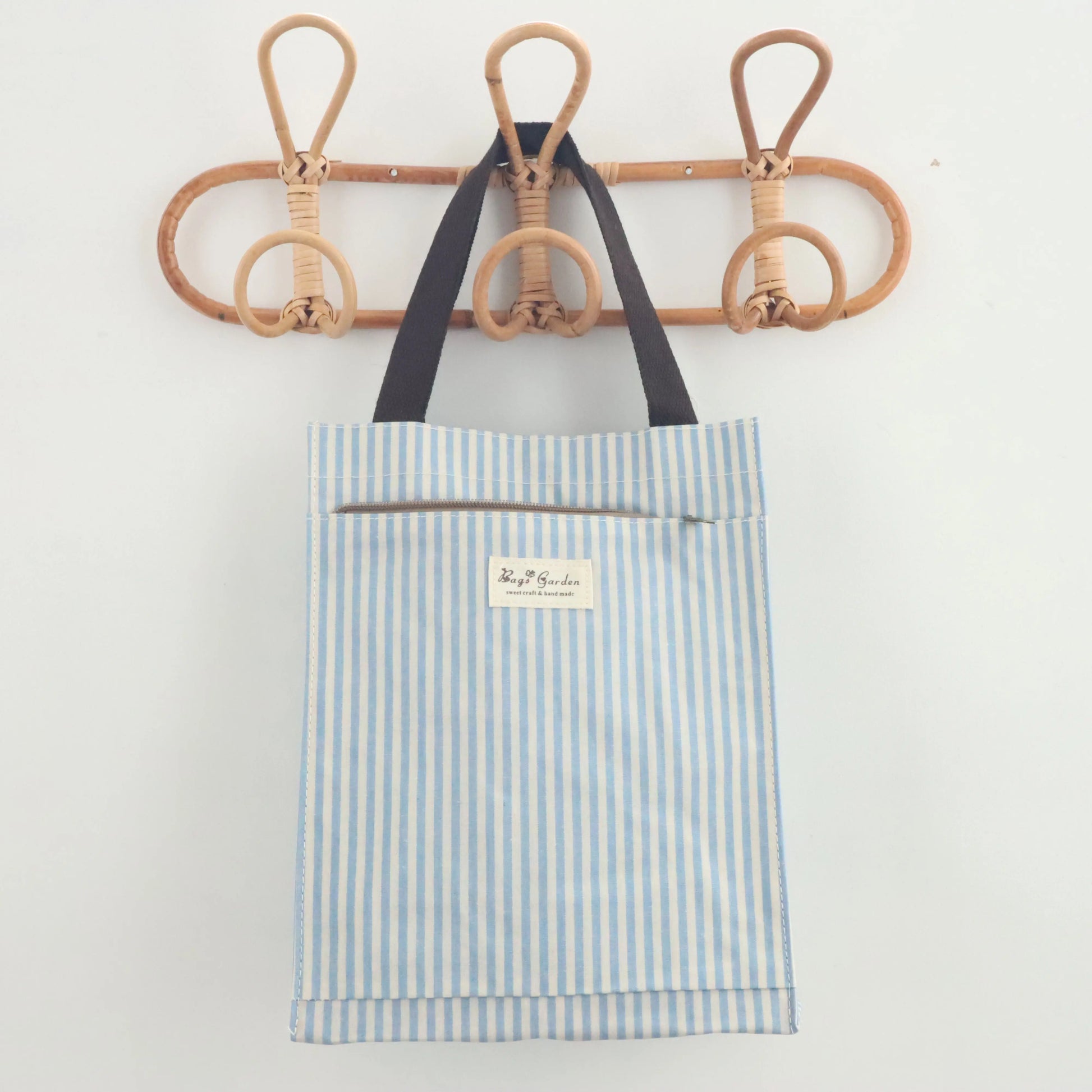 Bags Garden bolso de mano Tote de mano mediana impermeable Raya Azul Bags Garden Bags Garden