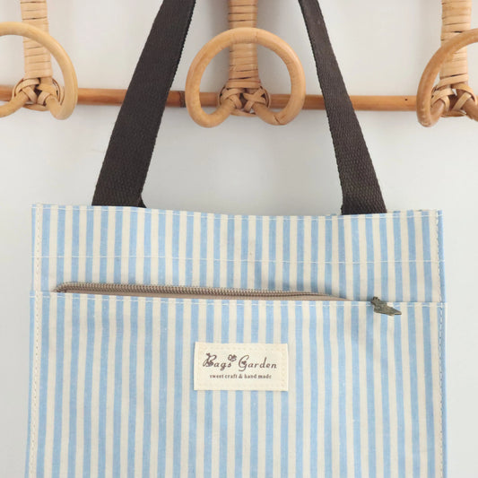 Bags Garden bolso de mano Tote de mano mediana impermeable Raya Azul Bags Garden Bags Garden